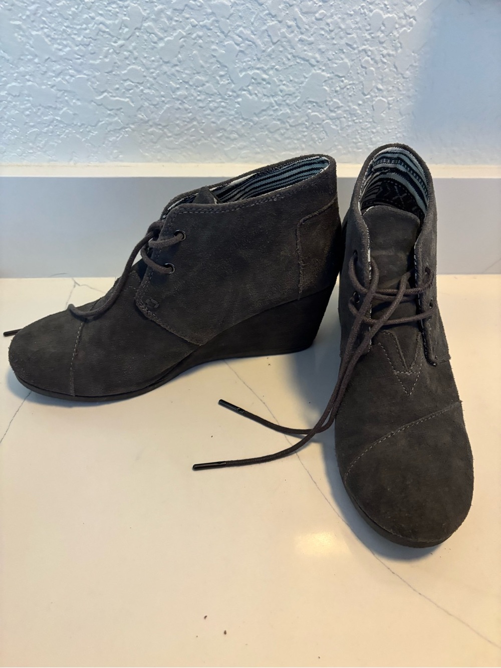 Toms Gray Suede Ankle Booties